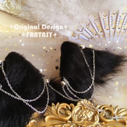 Cat's ears cosplay dark handmade Lolita chain cat's ear gothic cosplay animal ear lolita accessories