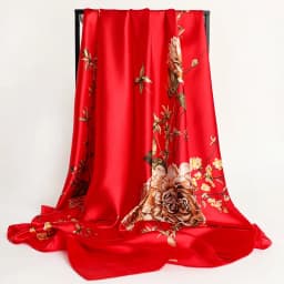 90*90cm Square Silk Scarf Women Fashion Designer Beautiful flowers Foulard Soft Satin Shawl Kerchief Scarfs Neck Headscarf