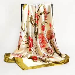 90*90cm Square Silk Scarf Women Fashion Designer Beautiful flowers Foulard Soft Satin Shawl Kerchief Scarfs Neck Headscarf