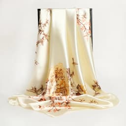 90*90cm Square Silk Scarf Women Fashion Designer Beautiful flowers Foulard Soft Satin Shawl Kerchief Scarfs Neck Headscarf