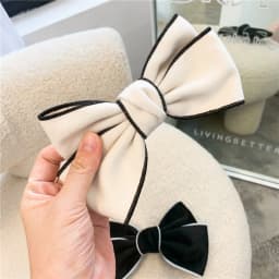 Korea Autumn Winter Black White Imitation Cashmere Bow Hairpin Small Fragrance Temperament Top Clip Hairpin Hair Accessories