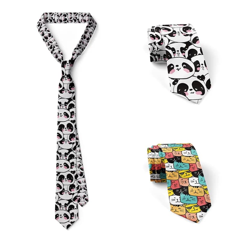 Funny Harajuku 3D Printing Cute Cartoon Men Tie New Men Polyester Necktie Novelty Kawaii Animal Avatar Ideas Necktie