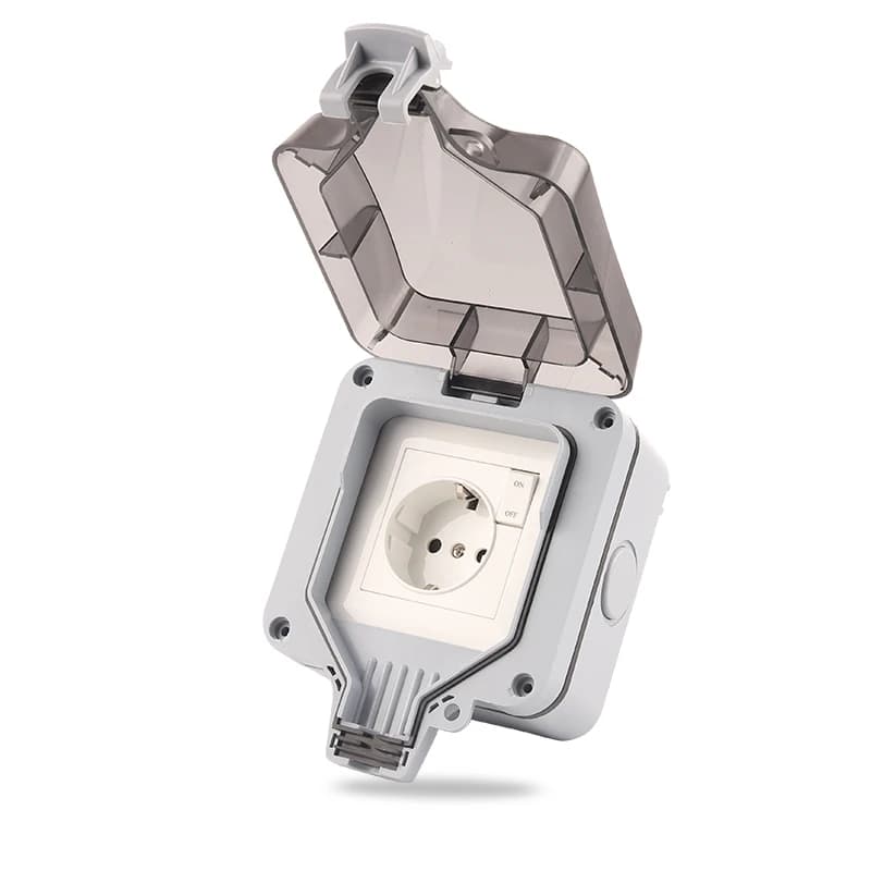 IP66 EU Standard Germany Waterproof Outdoor Wall Socket With Switch Power Socket For Home GardenOutlet Grounded 16A 250V