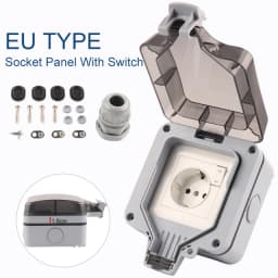 IP66 EU Standard Germany Waterproof Outdoor Wall Socket With Switch Power Socket For Home GardenOutlet Grounded 16A 250V