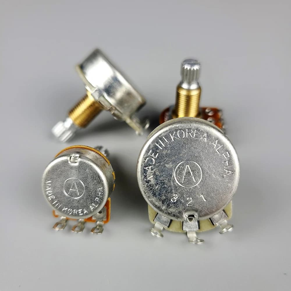 (Made in Korea) Alpha Brass Shaft Potentiometer(POT) For Electric Guitar Bass A250K/B250K/A500K/B500K