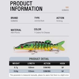 GOBASS 100mm/125mm Sinking Wobblers For Pike Fishing Lures 8 Segment Multi Jointed Swimbait Hard Artificial Lures For Fishing