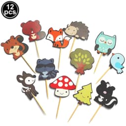 Woodland Animal Theme Cupcake Toppers Hedgehog Swing Cake Topper Figure Doll Kids Baby Shower Birthday Gift Woodland Party Decor