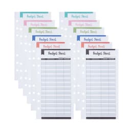 Set of 12 Expense Tracker Budget Sheets Money Organizer for Cash Ledger Book Double-sided Writing Use with Cash Envelope