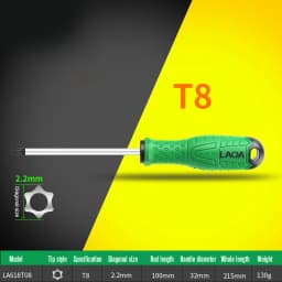 LAOA Torx Screwdriver S2 Alloy Steel Magnetic Screwdriver T8/T10/T15/T20/T25/T30/T40