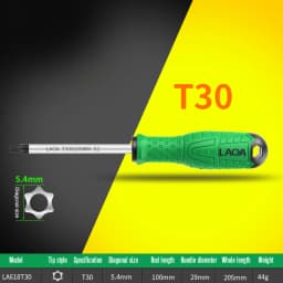 LAOA Torx Screwdriver S2 Alloy Steel Magnetic Screwdriver T8/T10/T15/T20/T25/T30/T40