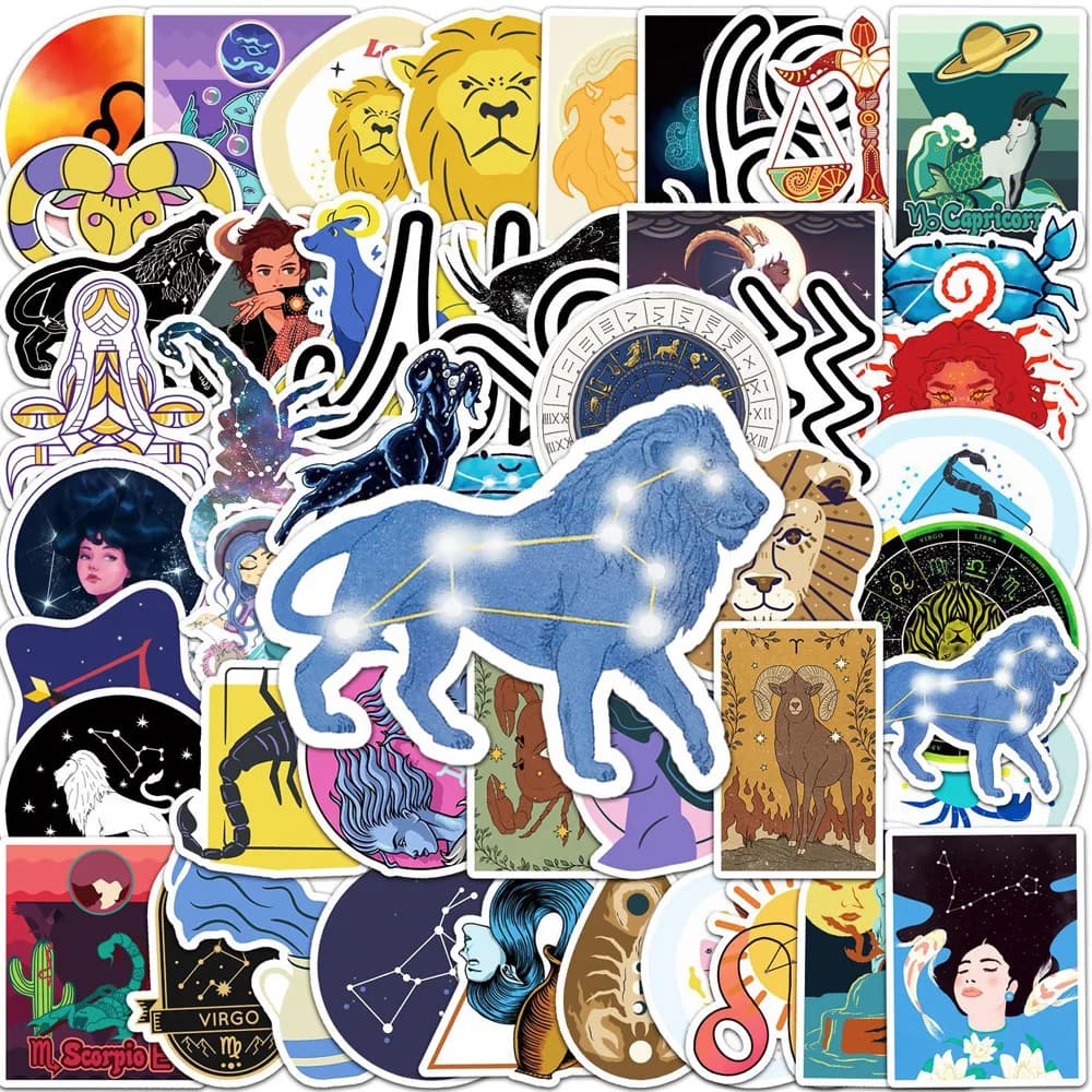 10/30/50pcs Twelve Constellations Zodiac Graffiti Stickers Skateboard Laptop Phone Guitar Fridge Waterproof Sticker for Kids