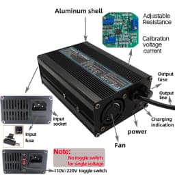 14.6V 10A Charger Smart Aluminum Case Is Suitable For 4S 12.8V Outdoor LiFePO4 Battery Electric Car Safe And Stable OHRIJA