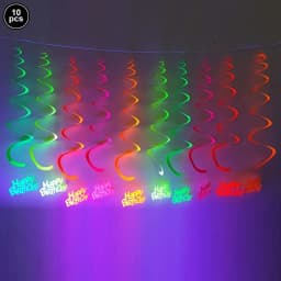 4.4meter Neon Paper Birthday Pennant Banner Hanging Decors for Birthday Glow Party Wedding Decorations Black Light Reactive UV