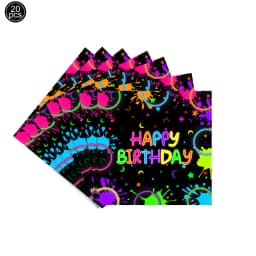 4.4meter Neon Paper Birthday Pennant Banner Hanging Decors for Birthday Glow Party Wedding Decorations Black Light Reactive UV