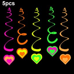 4.4meter Neon Paper Birthday Pennant Banner Hanging Decors for Birthday Glow Party Wedding Decorations Black Light Reactive UV