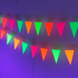 4.4meter Neon Paper Birthday Pennant Banner Hanging Decors for Birthday Glow Party Wedding Decorations Black Light Reactive UV