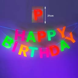 4.4meter Neon Paper Birthday Pennant Banner Hanging Decors for Birthday Glow Party Wedding Decorations Black Light Reactive UV