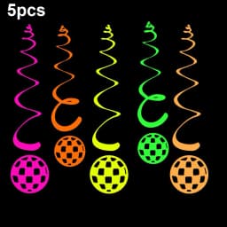 4.4meter Neon Paper Birthday Pennant Banner Hanging Decors for Birthday Glow Party Wedding Decorations Black Light Reactive UV
