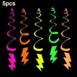 4.4meter Neon Paper Birthday Pennant Banner Hanging Decors for Birthday Glow Party Wedding Decorations Black Light Reactive UV