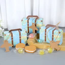 5/10pcs Suitcase Shape Candy Boxes With Airplane Tags Paper Gift Box For Birthday Party Baby Shower Wedding Decoration Treat Box