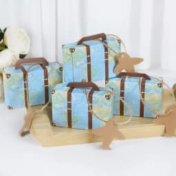 5/10pcs Suitcase Shape Candy Boxes With Airplane Tags Paper Gift Box For Birthday Party Baby Shower Wedding Decoration Treat Box