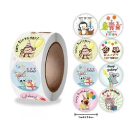 100-500pcs 1inch Cute Happy Birthday Stickers Gift Packaging Sealing Label Scrapbooking Stickers DIY Party Decoration Kids Toys