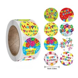 100-500pcs 1inch Cute Happy Birthday Stickers Gift Packaging Sealing Label Scrapbooking Stickers DIY Party Decoration Kids Toys