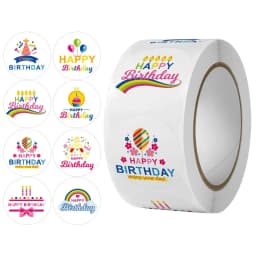 100-500pcs 1inch Cute Happy Birthday Stickers Gift Packaging Sealing Label Scrapbooking Stickers DIY Party Decoration Kids Toys