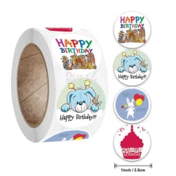 100-500pcs 1inch Cute Happy Birthday Stickers Gift Packaging Sealing Label Scrapbooking Stickers DIY Party Decoration Kids Toys