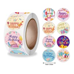 100-500pcs 1inch Cute Happy Birthday Stickers Gift Packaging Sealing Label Scrapbooking Stickers DIY Party Decoration Kids Toys