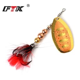 FTK 1pc Fishing Lure Spinner Bait 8g 13g 19g Spoon Lures Metal Bass Hard Bait With Feather Treble Hooks Wobblers Pike Tackle