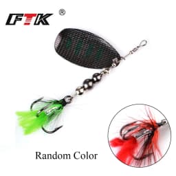 FTK 1pc Fishing Lure Spinner Bait 8g 13g 19g Spoon Lures Metal Bass Hard Bait With Feather Treble Hooks Wobblers Pike Tackle