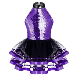 Halter Sequins Ballet Tutu Dress Kids Girls Latin Jazz Modern Dancing Costume Gymnastics Leotard Unitards Performance Dancewear