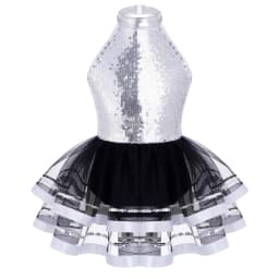 Halter Sequins Ballet Tutu Dress Kids Girls Latin Jazz Modern Dancing Costume Gymnastics Leotard Unitards Performance Dancewear