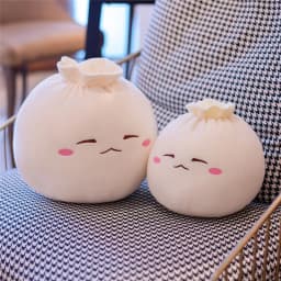 ZU Cute Home Decor Sofa Hug Pillow Steamed Stuffed Rice Bao Bun Plush Toy Funny Face Food Soft Soup Dumplings Kids Girl Gift
