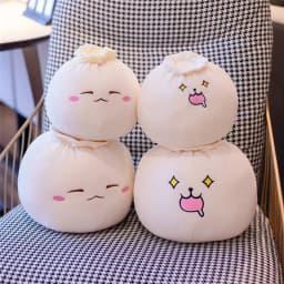 ZU Cute Home Decor Sofa Hug Pillow Steamed Stuffed Rice Bao Bun Plush Toy Funny Face Food Soft Soup Dumplings Kids Girl Gift