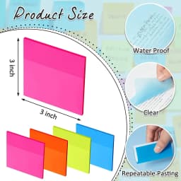 50 Sheets Colorful Waterproof PET Transparent Memo Sticky Note Paper Daily To Do It Check List Paperlaria School Stationery