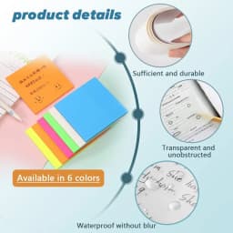 50 Sheets Colorful Waterproof PET Transparent Memo Sticky Note Paper Daily To Do It Check List Paperlaria School Stationery