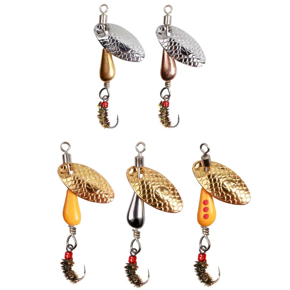 5cm/2.7g Rotating Sequin Fly Fishing Lure Okin Fly Hook Eccentric Pendant Long Throw Metal Spinner Bait Spoon Wobbler Lures