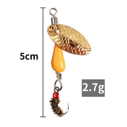 5cm/2.7g Rotating Sequin Fly Fishing Lure Okin Fly Hook Eccentric Pendant Long Throw Metal Spinner Bait Spoon Wobbler Lures