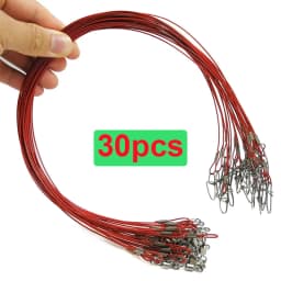30Pcs Dia 1.0mm Sea Fishing Leader Line 125LB 50cm Stainless Steel High Strength Wire Line with Swivels and Snaps Fishing Tools