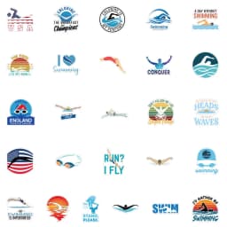 10/30/52PCS New Sports Swimming Sticker DIY Phone Laptop Luggage Skateboard Graffiti Decals Fun for Kid Gift