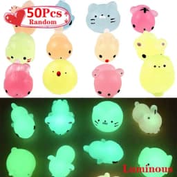 5-50Pcs NEW Glow Kawaii Toys Cute Animal Antistress Decompression Mochi Toy Soft Sticky Squishi Stress Relief Funny Gift Toys