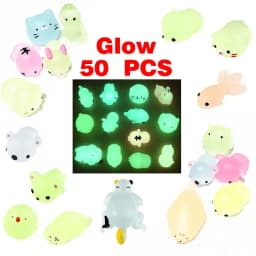 5-50Pcs NEW Glow Kawaii Toys Cute Animal Antistress Decompression Mochi Toy Soft Sticky Squishi Stress Relief Funny Gift Toys