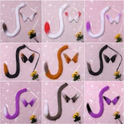 Long Cat Tail Cosplay Adult Kids Anime 75cm Plush Cat Wolf Cosplay Props Animal Ears Bandana Long Tail Halloween Lolita Costume