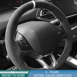 Customized Car Steering Wheel Cover Anti-Slip Suede Original Steering Wheel Braid Car Accessories For Peugeot 208 Peugeot 2008