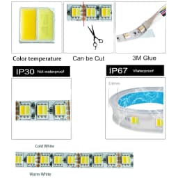 DC12V/24V Dual Color 5050 60/120leds/m White light Warm White CCT Color Temperature Dimmable Decorative 3-Color LED Light Strip