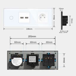TAWOIA French Polish Power Socket Touch Switch Glass Panel USB Double Outlet Triple Wall Sockets Button Switch Fits E-type Plugs