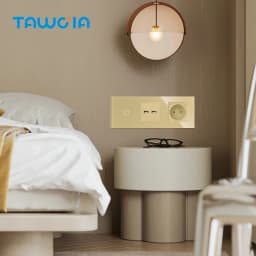 TAWOIA French Polish Power Socket Touch Switch Glass Panel USB Double Outlet Triple Wall Sockets Button Switch Fits E-type Plugs