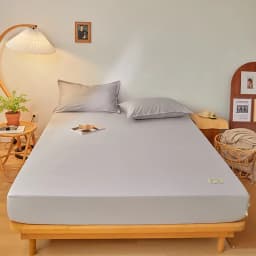 100% Cotton Fitted Bed Sheet with Elastic Band Solid Color Anti-slip Adjustable Mattress Cover for Single Double King Queen Bed